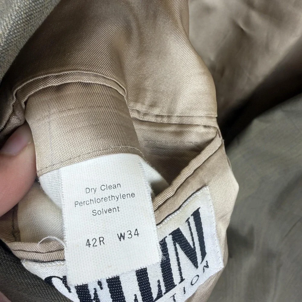 Cellini Collection Suit Jacket Mens 42 Green 2 Button Single Breasted Made USA